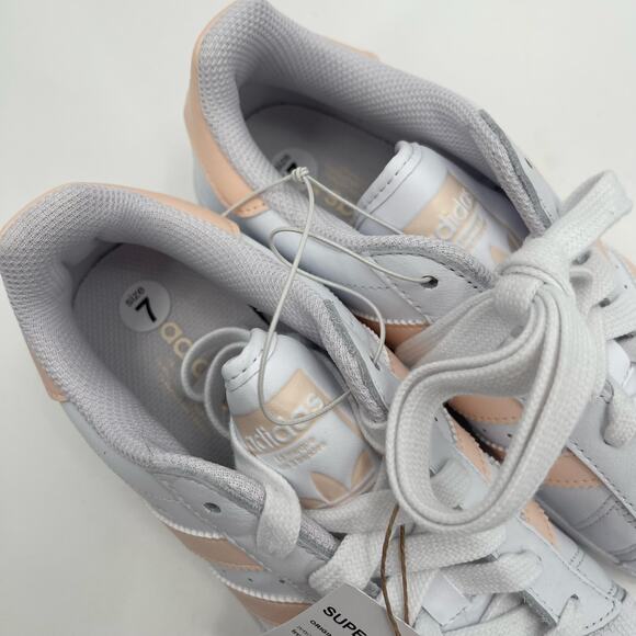 ADIDAS Superstar XLG Sneakers Size 7 Shoes White Peach NWT/No Box Womens Lace Up - Picture 11 of 16